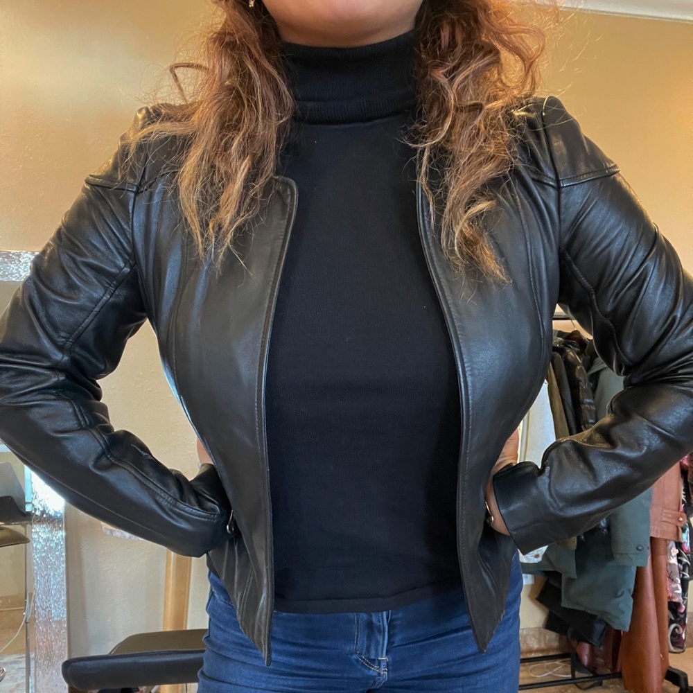 HALOGEN LEATHER COAT